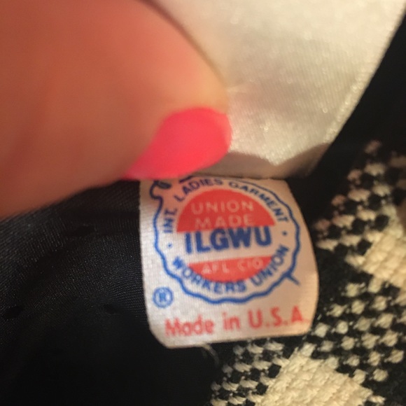 Vintage Union Made Liz Claiborne Wool Black & White Plaid Blazer Jacket Size 10 - Picture 14 of 16